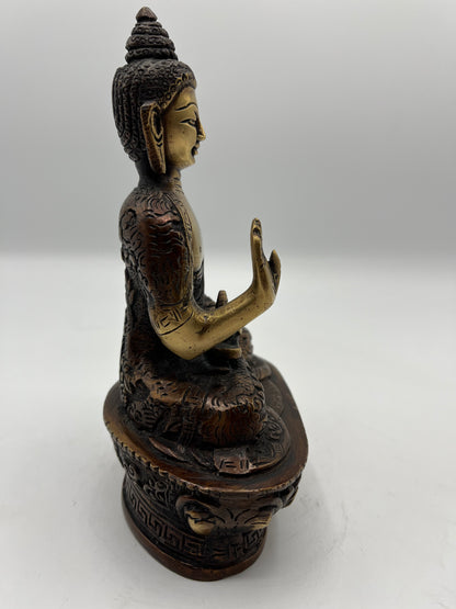 Brass Seated Abhaya Buddha Statue 7"