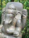 Stone Garden Ganesh Carving Holding Tusk 34" - Routes Gallery