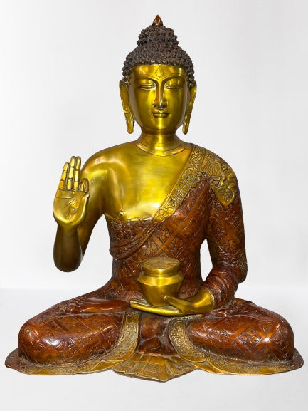 Brass Vitarka Teaching Buddha Statue 24"