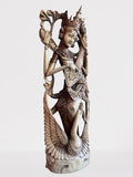 Wood Saraswati Wisdom Goddess Statue 42"