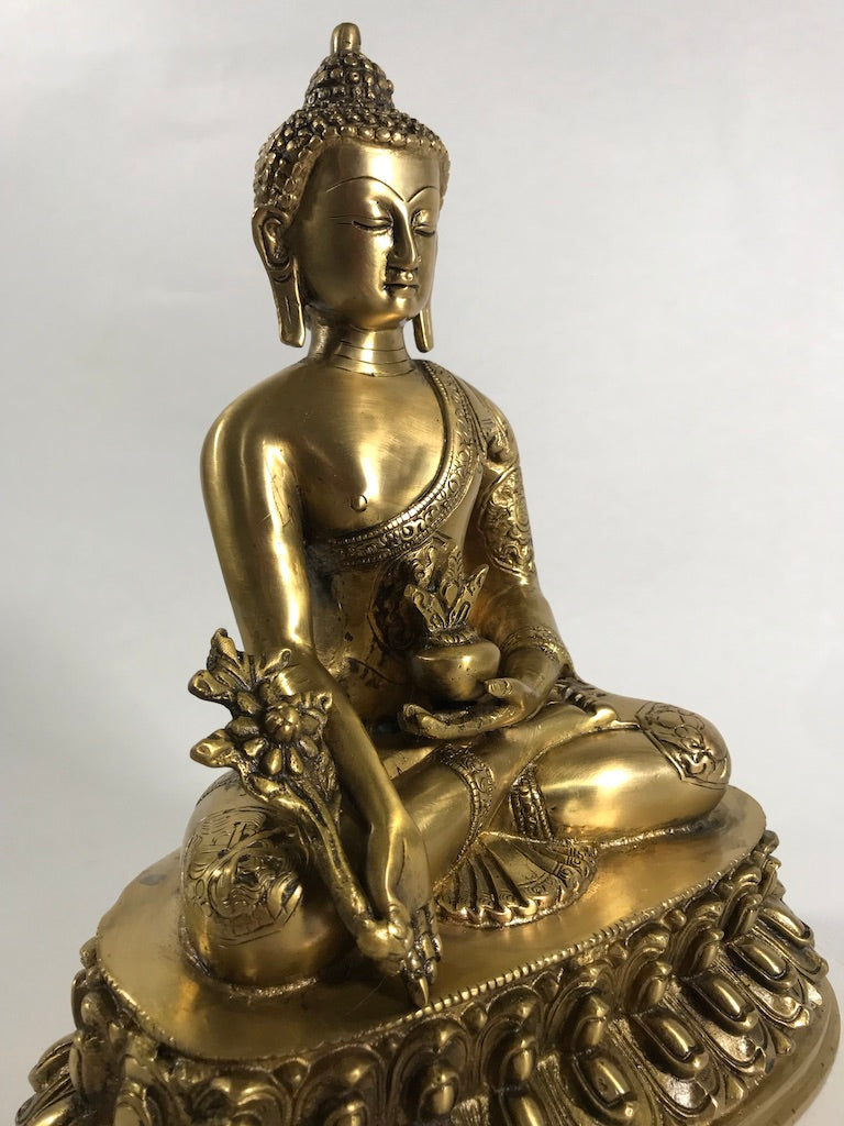 Brass Medicine Buddha Statue 10.5" - Routes Gallery