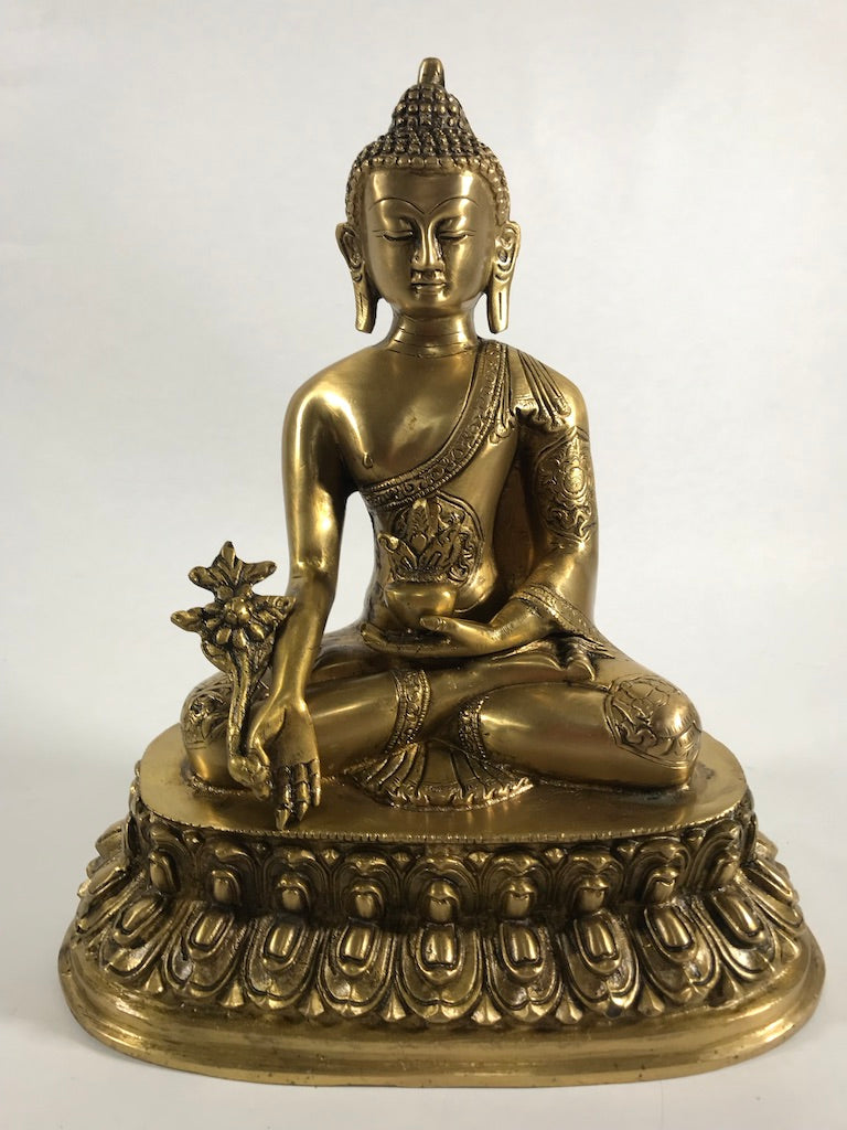 Brass Medicine Buddha Statue 10.5" - Routes Gallery