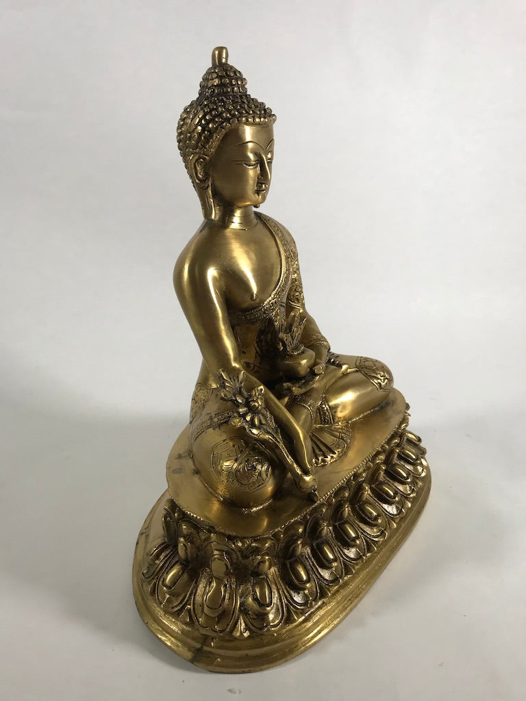 Brass Medicine Buddha Statue 10.5" - Routes Gallery