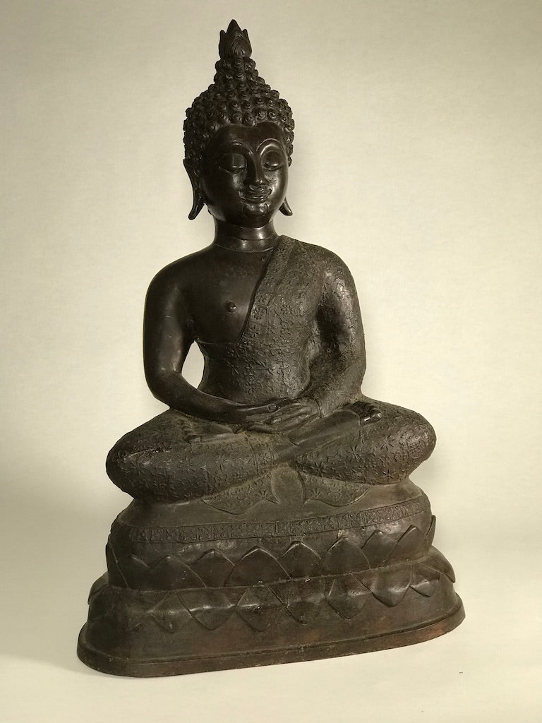 Brass Meditating Dhyana Buddha Statue 16" - Routes Gallery