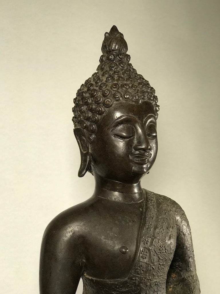 Brass Meditating Dhyana Buddha Statue 16" - Routes Gallery