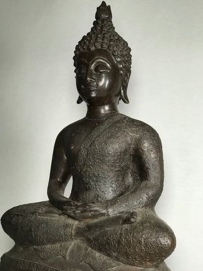 Brass Meditating Dhyana Buddha Statue 16" - Routes Gallery