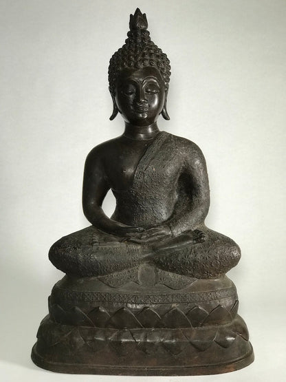 Brass Meditating Dhyana Buddha Statue 16" - Routes Gallery