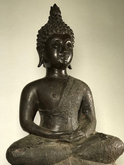 Brass Meditating Dhyana Buddha Statue 16" - Routes Gallery