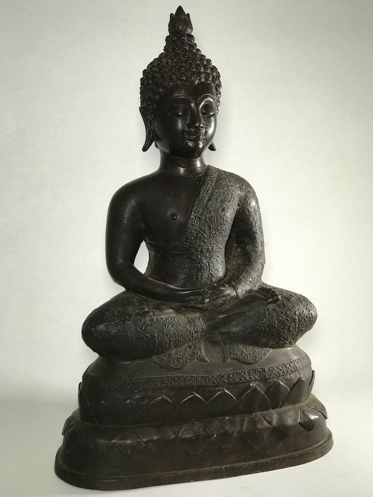 Brass Meditating Dhyana Buddha Statue 16" - Routes Gallery