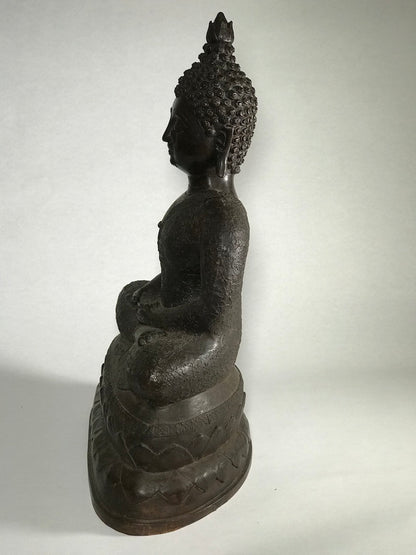 Brass Meditating Dhyana Buddha Statue 16" - Routes Gallery