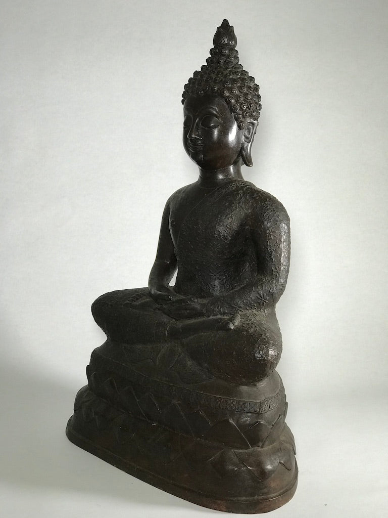 Brass Meditating Dhyana Buddha Statue 16" - Routes Gallery