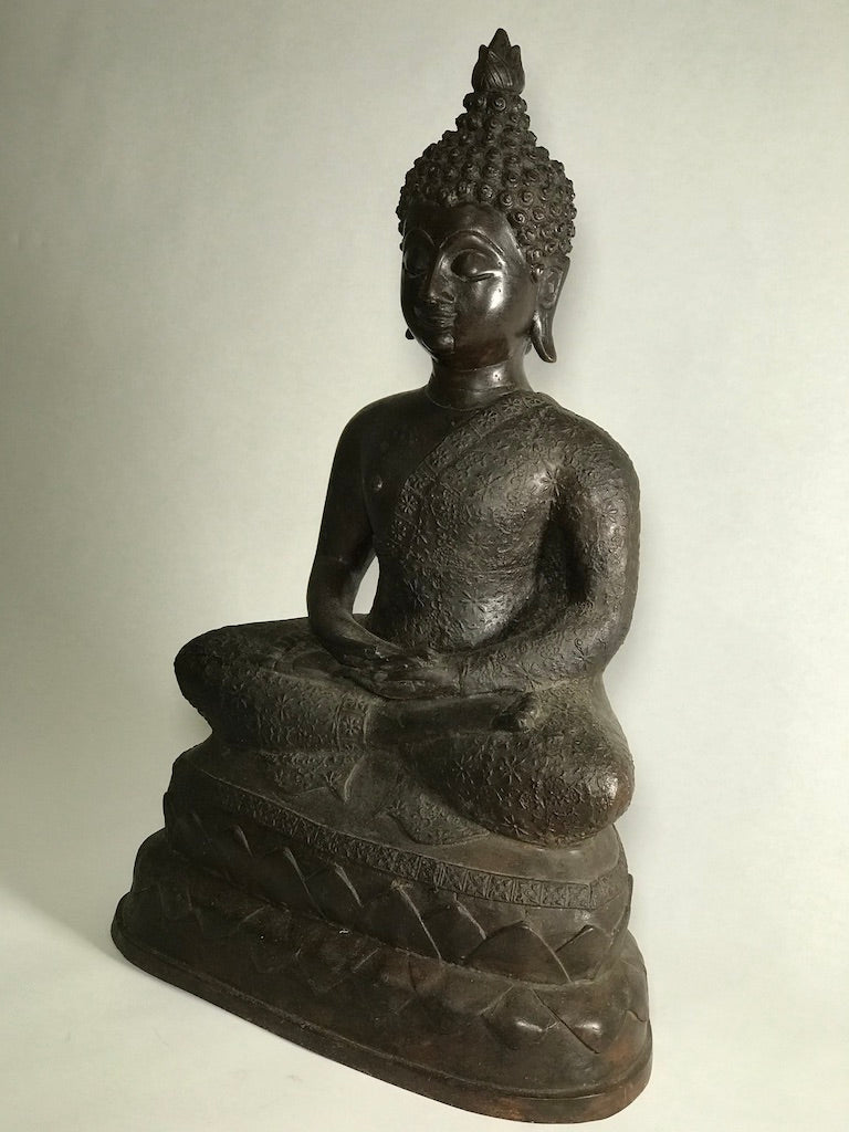 Brass Meditating Dhyana Buddha Statue 16" - Routes Gallery