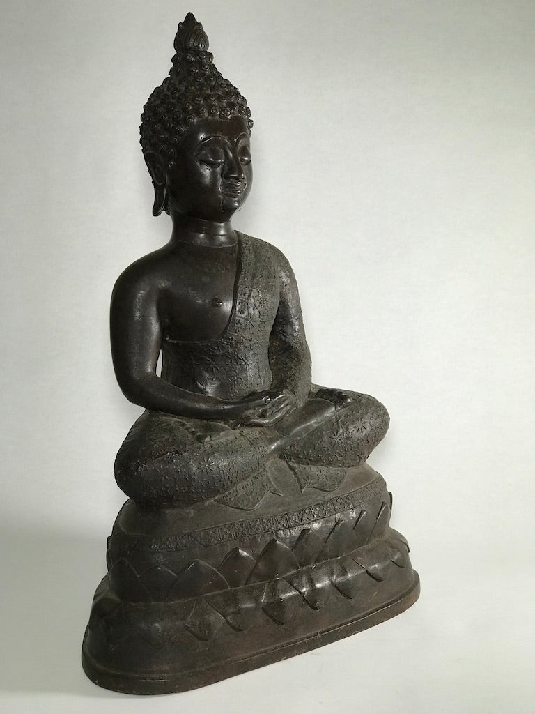 Brass Meditating Dhyana Buddha Statue 16" - Routes Gallery