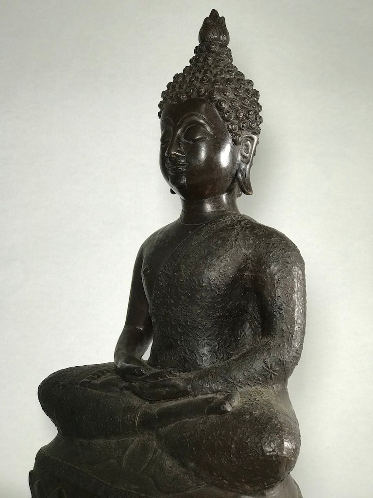 Brass Meditating Dhyana Buddha Statue 16" - Routes Gallery