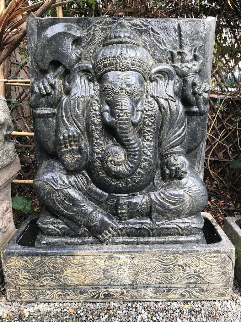 Ganesh Panel Fountain & Carved Base 53" - Routes Gallery