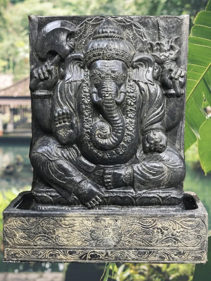 Ganesh Panel Fountain & Carved Base 53" - Routes Gallery