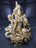 Brass Green Tara Statue 4.5" - Routes Gallery