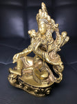 Brass Green Tara Statue 4.5" - Routes Gallery