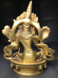 Brass Green Tara Statue 4.5" - Routes Gallery