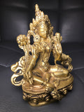 Brass Green Tara Statue 4.5" - Routes Gallery