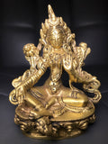 Brass Green Tara Statue 4.5" - Routes Gallery