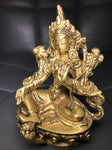 Brass Green Tara Statue 4.5" - Routes Gallery