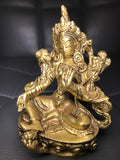 Brass Green Tara Statue 4.5" - Routes Gallery