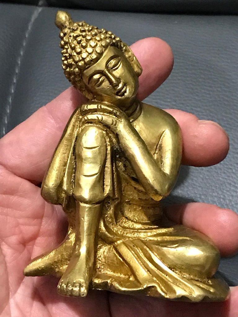 Brass Relaxing Buddha Statue 4" - Routes Gallery