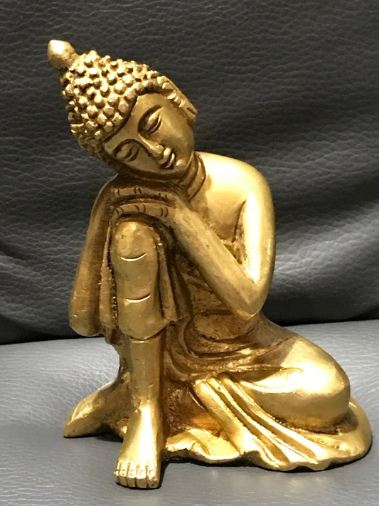 Brass Relaxing Buddha Statue 4" - Routes Gallery