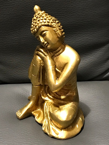 Brass Relaxing Buddha Statue 4" - Routes Gallery