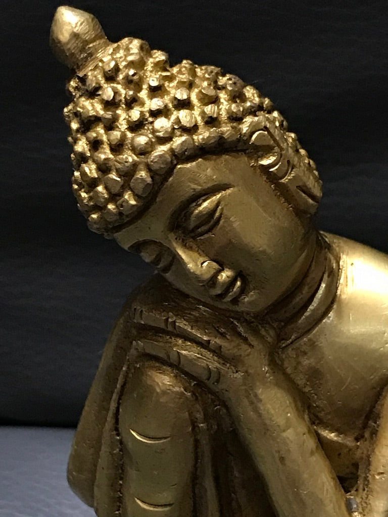 Brass Relaxing Buddha Statue 4" - Routes Gallery