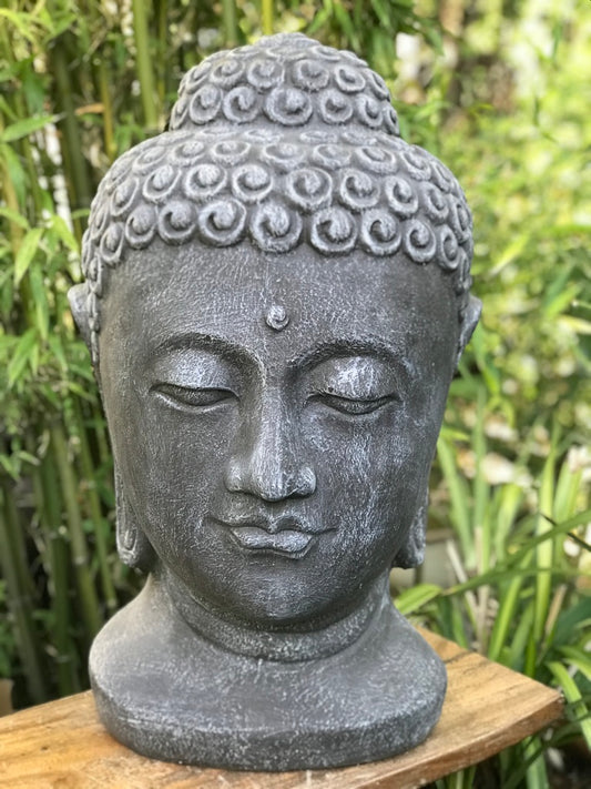 Buddha Head Garden Statue 28" - Routes Gallery